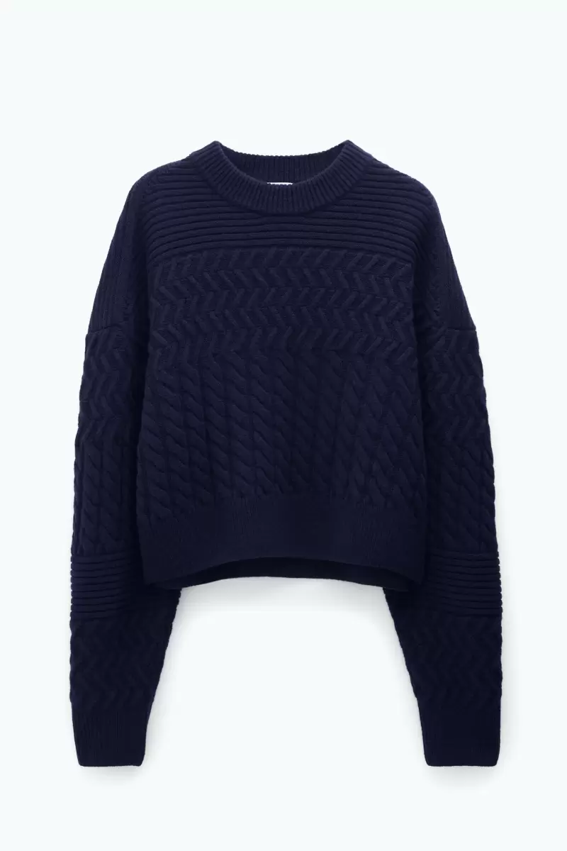 Boxy Braided Sweater Navy Kauf Filippa K Strick Damen - 4