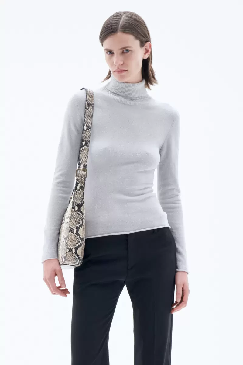 Filippa K Damen Chenille-Pullover Mit Rollkragen Pearl Grey Strick Bestellen