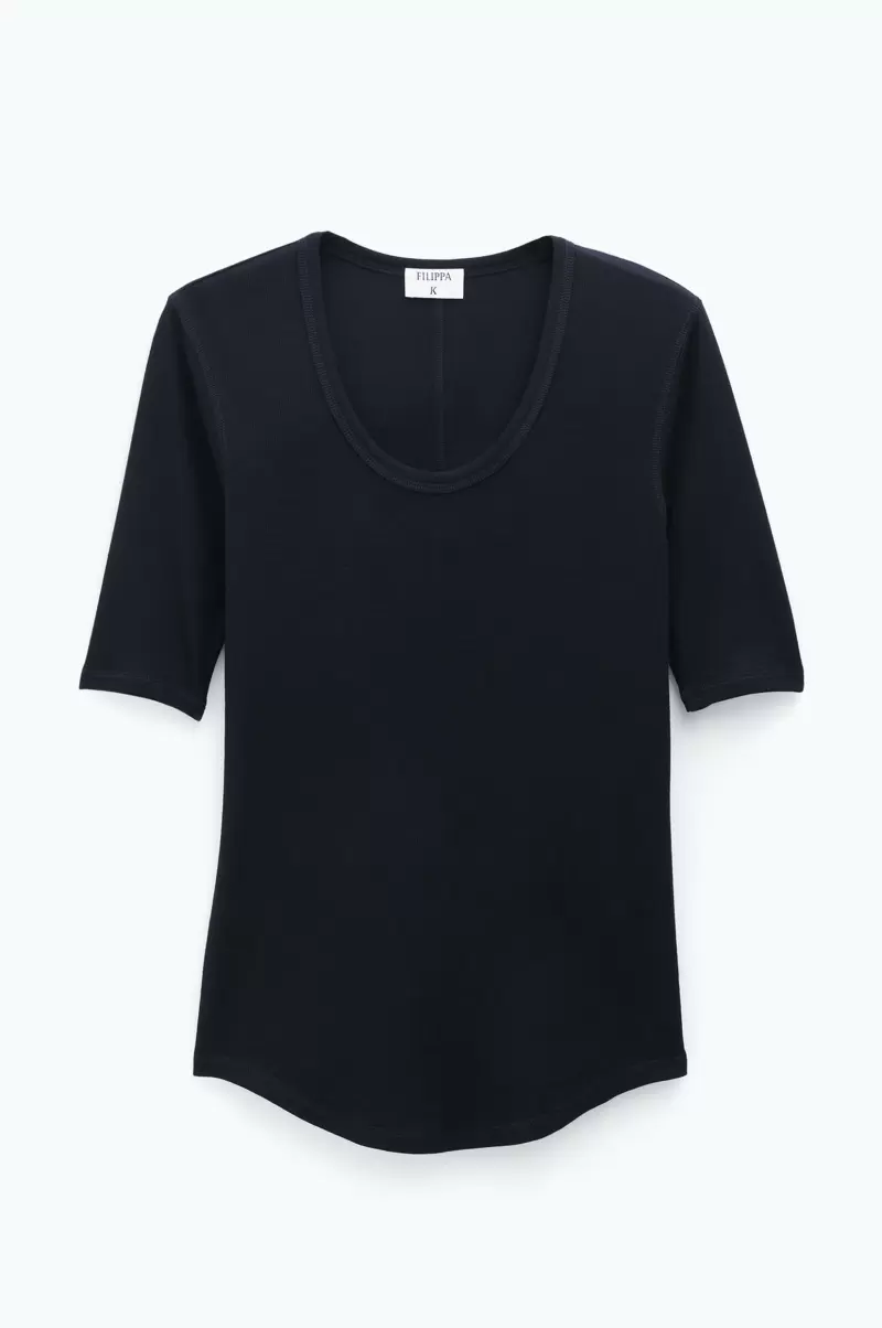 Strick Damen Transparentes Woll-T-Shirt Filippa K Qualität Black - 4