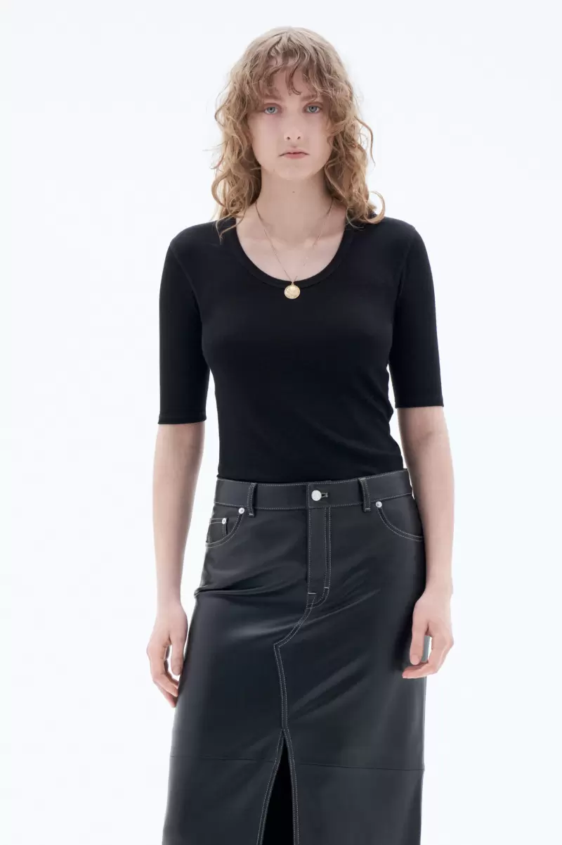Strick Damen Transparentes Woll-T-Shirt Filippa K Qualität Black