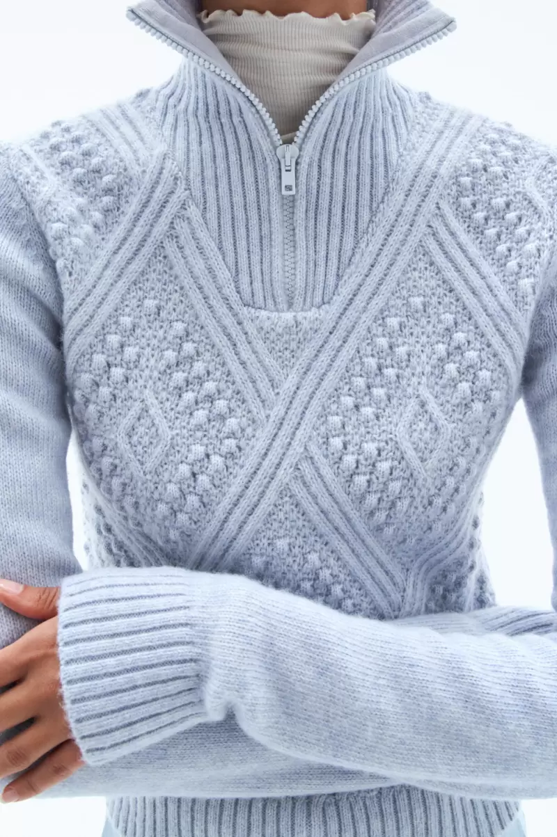 Damen Filippa K Promotion Argyle Pullover Mit Reißverschluss Strick Ice Blue - 1