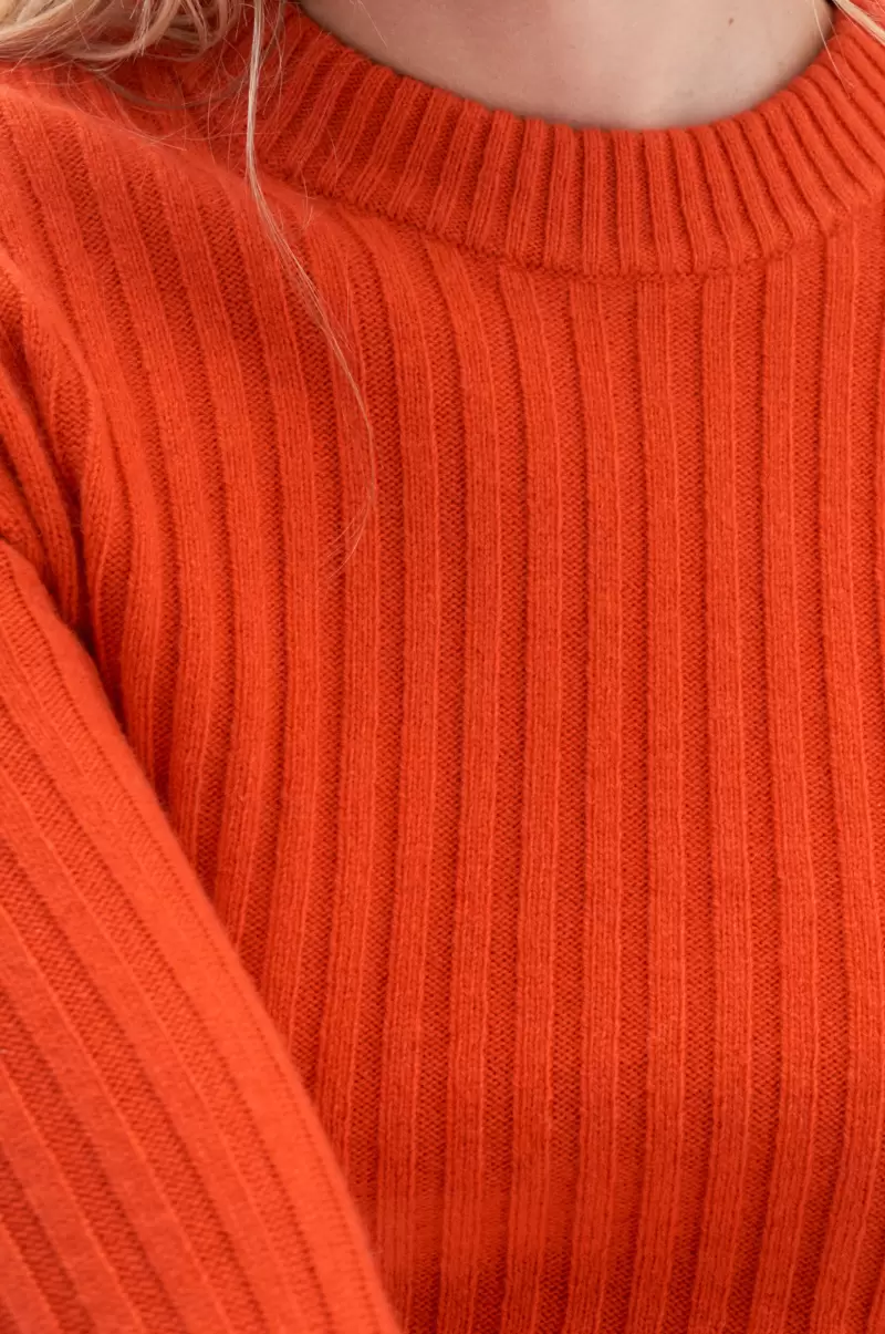 Strick Red Orange Filippa K Neues Produkt Gerippter Wollpullover Damen - 1