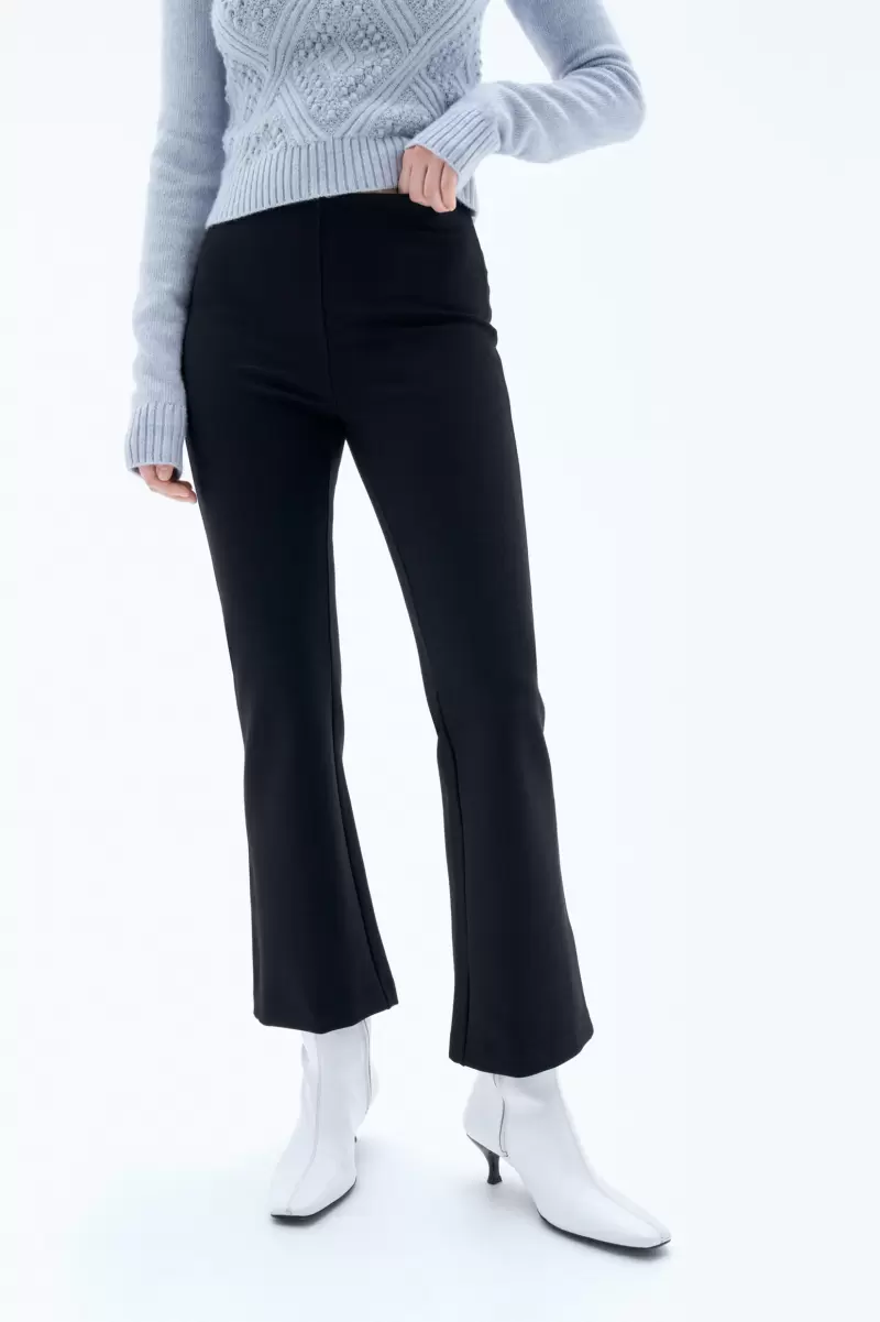 Hosen Technologie Damen Filippa K Black Jersey-Hose Mit Ausgestelltem Bein - 4