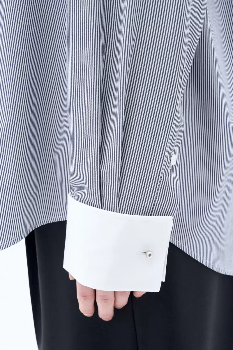 Hemden Filippa K Qualität Striped Tuxedo Shirt Ink Blue/White Damen - 3