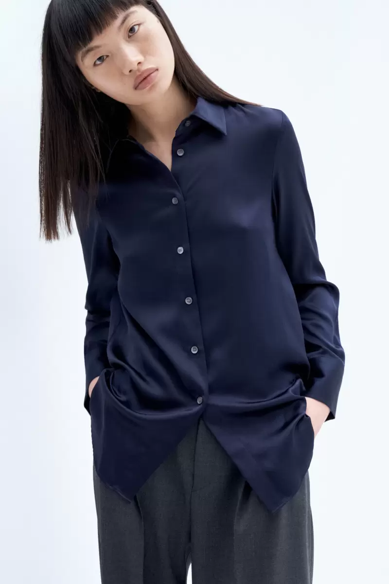 Navy Hemden Damen Filippa K Eira Silk Shirt Marktforschung - 4