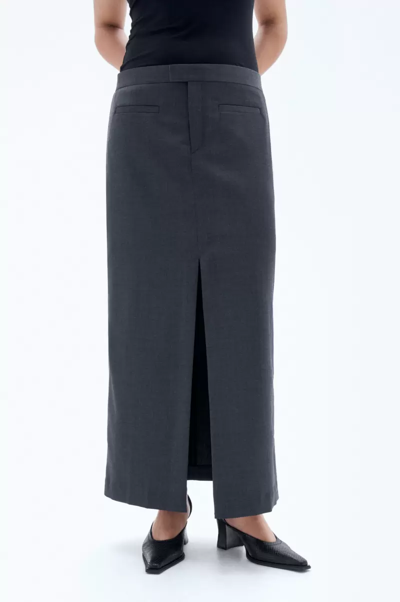Long Tailored Skirt Dk. Grey Mel. Preisniveau Röcke & Shorts Filippa K Damen - 4
