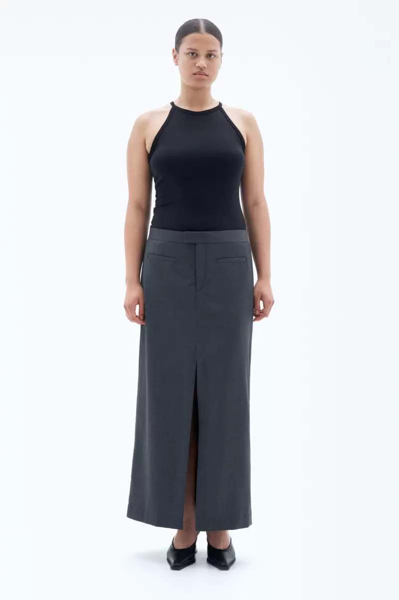 Long Tailored Skirt Dk. Grey Mel. Preisniveau Röcke & Shorts Filippa K Damen