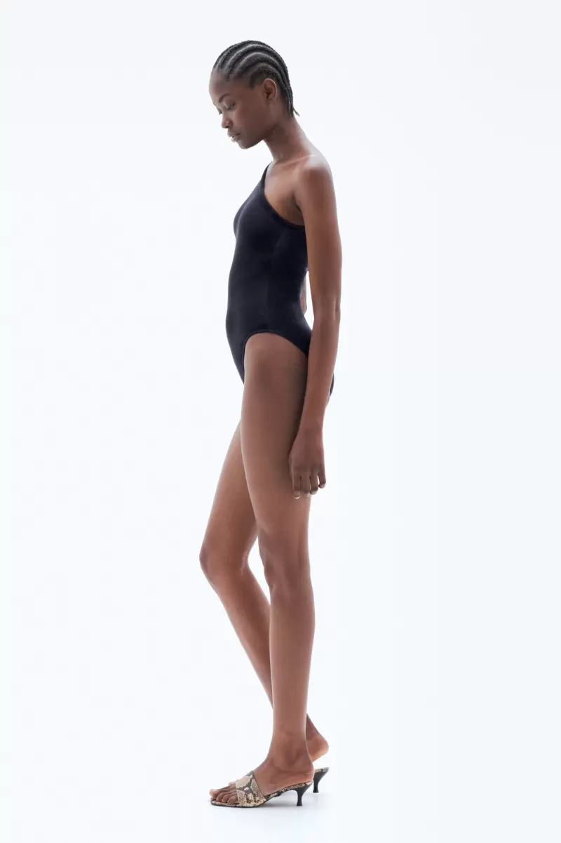 Bade-Styles Neues Produkt Damen Filippa K Asymmetrischer Badeanzug Black Velvet - 3