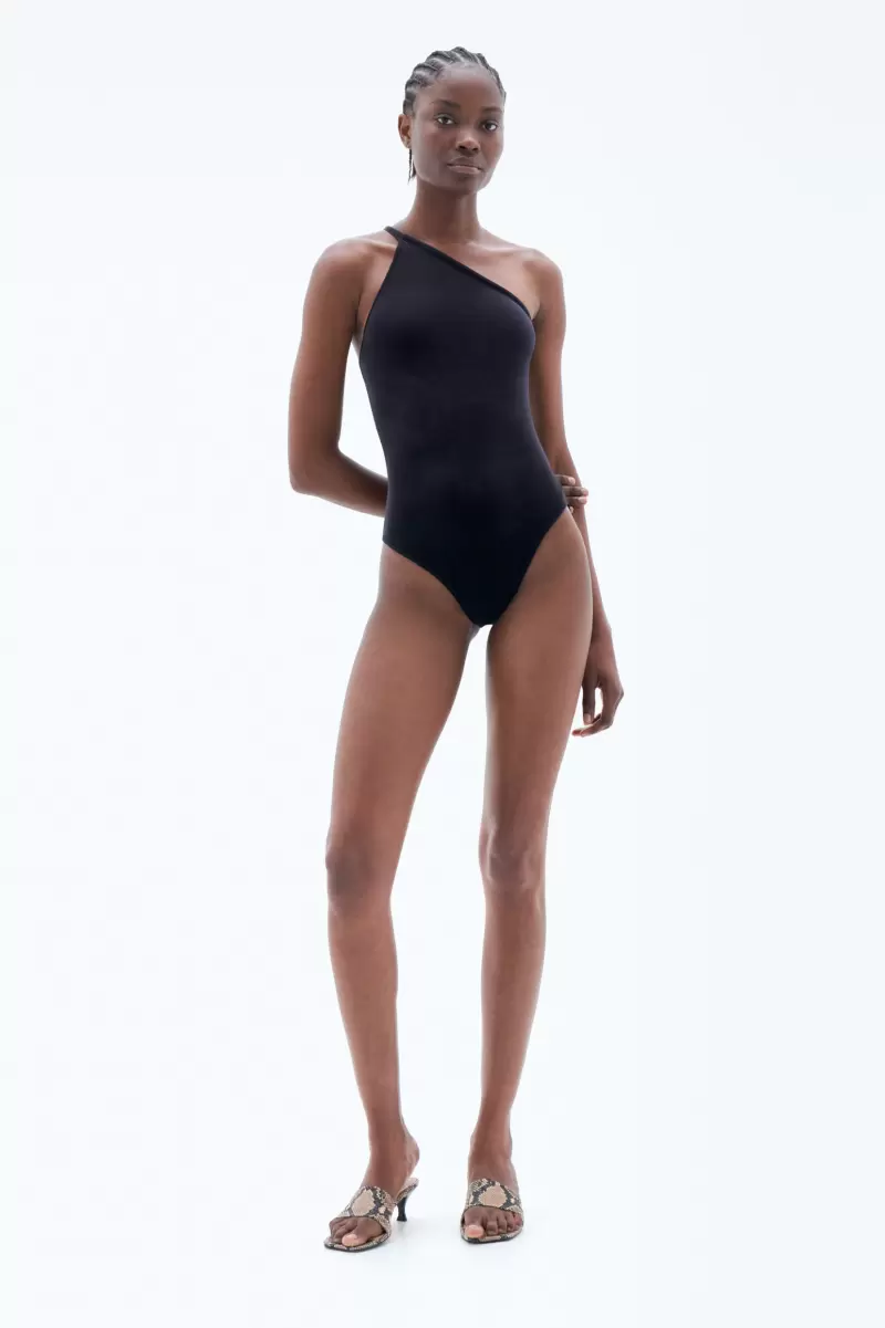 Bade-Styles Neues Produkt Damen Filippa K Asymmetrischer Badeanzug Black Velvet