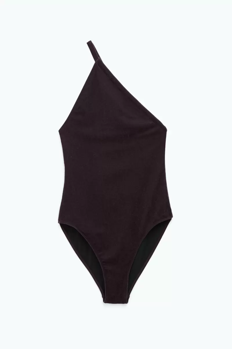 Innovativ Bade-Styles Asymmetrischer Badeanzug Damen Filippa K Purple Brown - 4