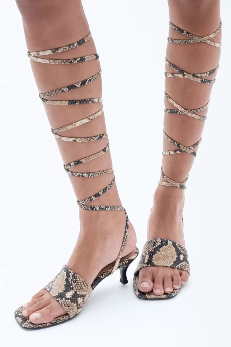 Printed Beige Snake Schuhe Eleganz Filippa K Sandaletten Mit Schnürung Damen - 3