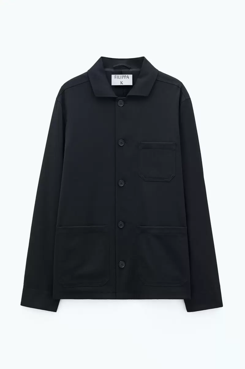 Filippa K Outerwear Herren Handhabung Louis Gabardine Jacket Black - 4