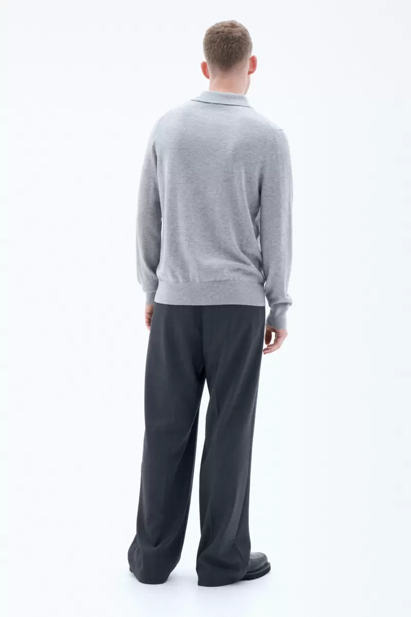 Sonderangebot Herren Light Grey Melange Filippa K Knitted Polo Shirt Strick - 3