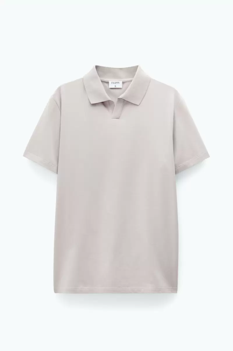 Filippa K T-Shirts Stretch Cotton Polo T-Shirt Light Taupe Herren Kosten - 3