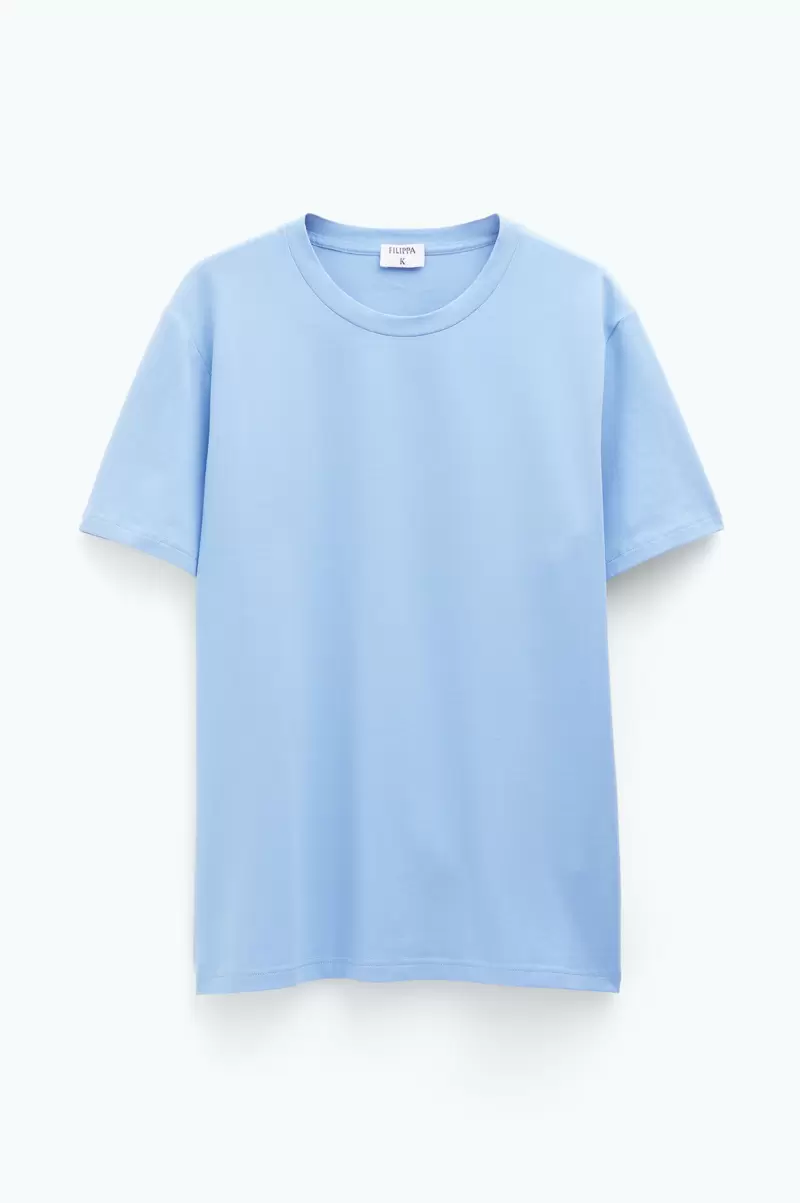 Turquoise Filippa K Herren T-Shirt Aus Stretch-Baumwolle Billig T-Shirts - 3