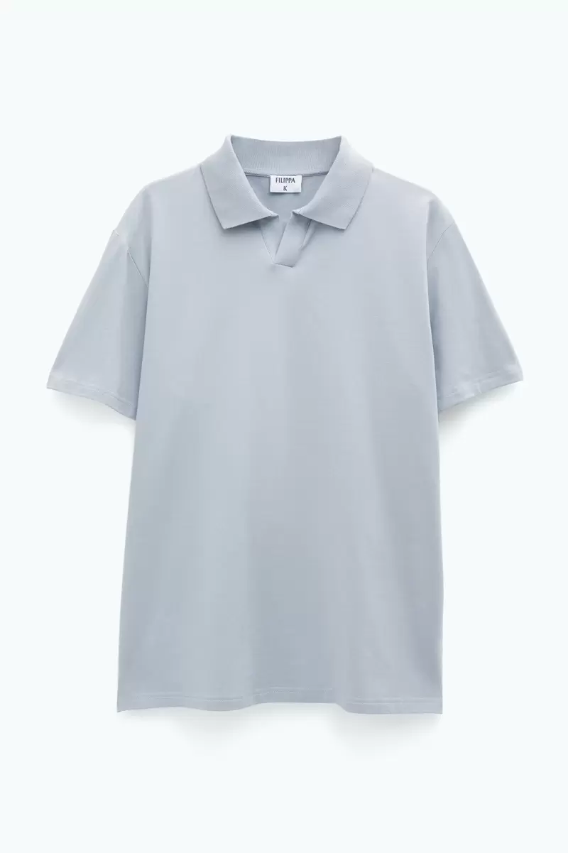 T-Shirts Polo-T-Shirt Aus Stretch-Baumwolle Filippa K Feather Grey Markt Herren - 3