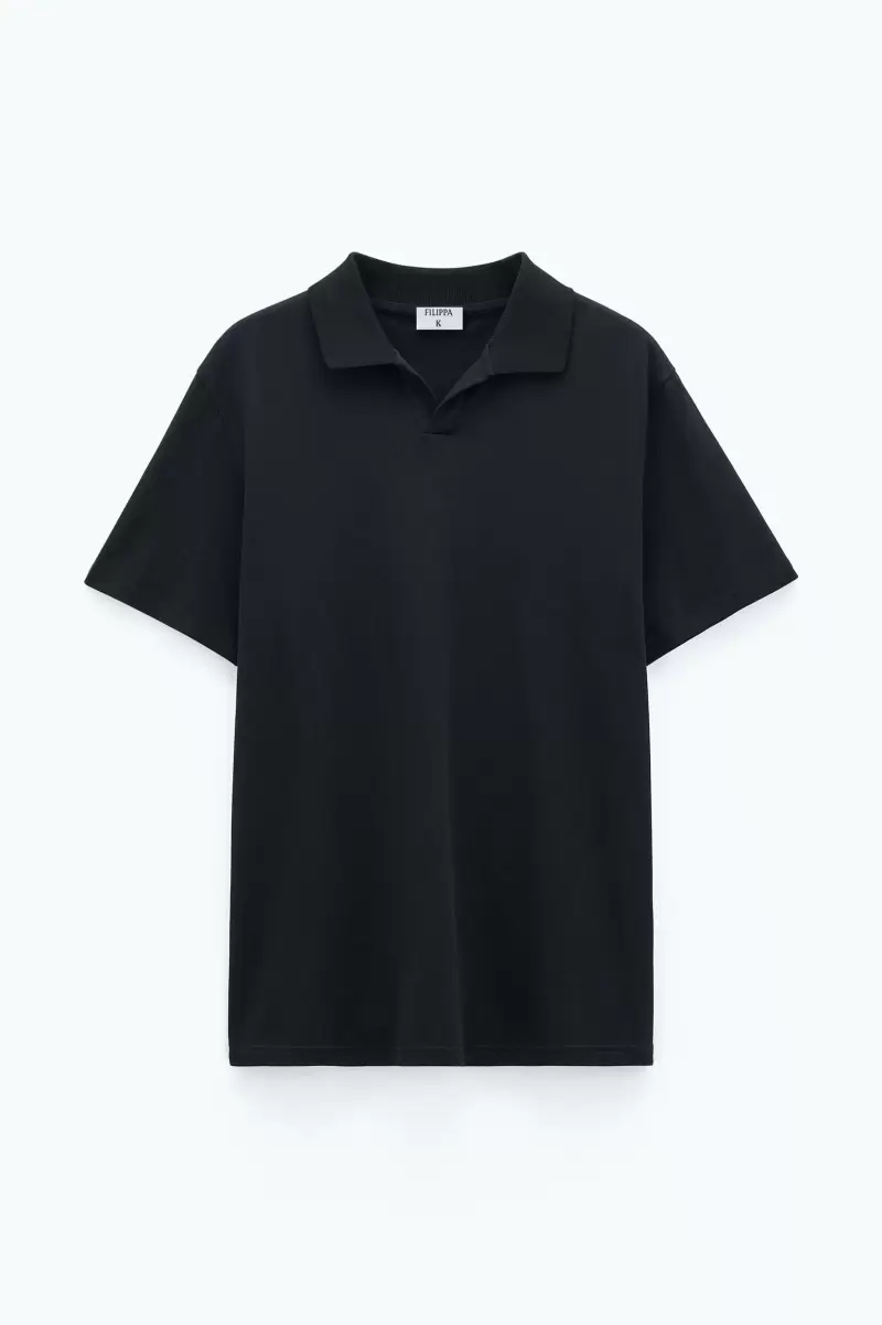 Filippa K Stretch Cotton Polo T-Shirt T-Shirts Herren Black Verpackung - 3