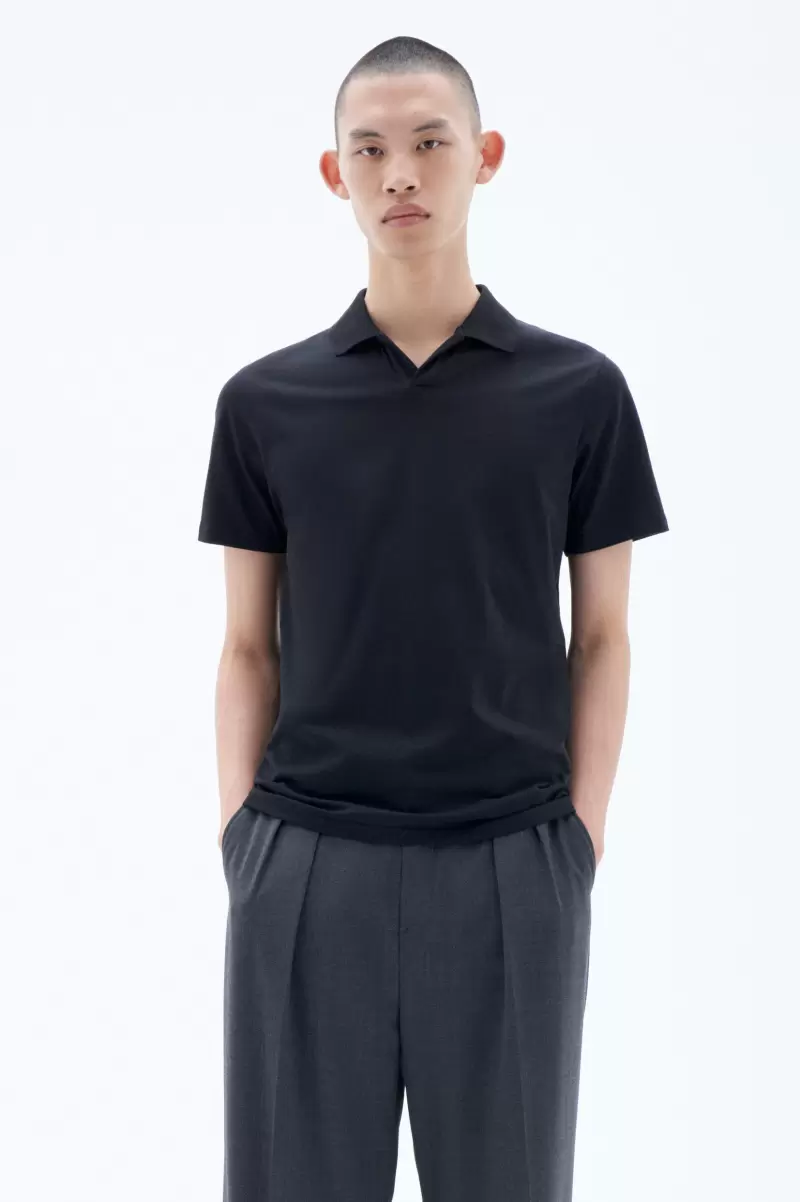 Filippa K Stretch Cotton Polo T-Shirt T-Shirts Herren Black Verpackung