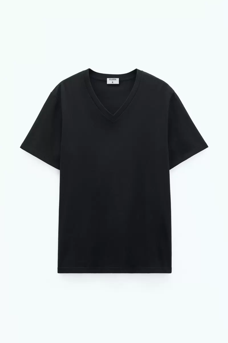 T-Shirts Black Werbung Filippa K Stretch V-Neck Tee Herren - 3