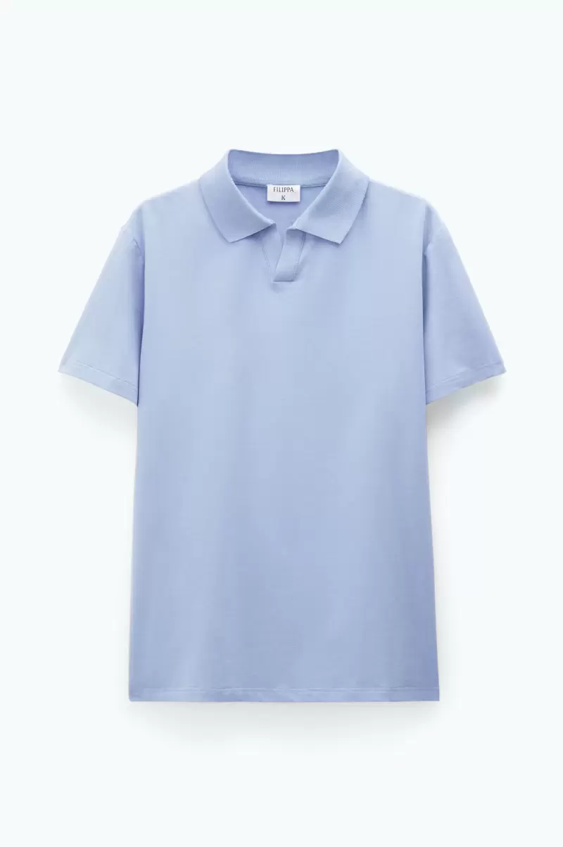 Stretch Cotton Polo T-Shirt T-Shirts Filippa K Qualität Faded Blue Herren - 3