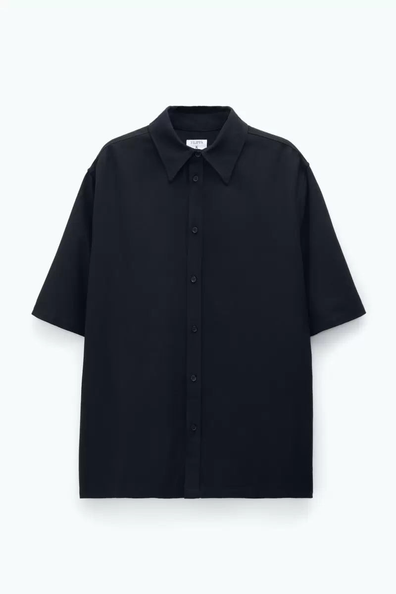 Filippa K Re:sourced Crepe Shirt Treuerabatt Hemden Black Herren - 4
