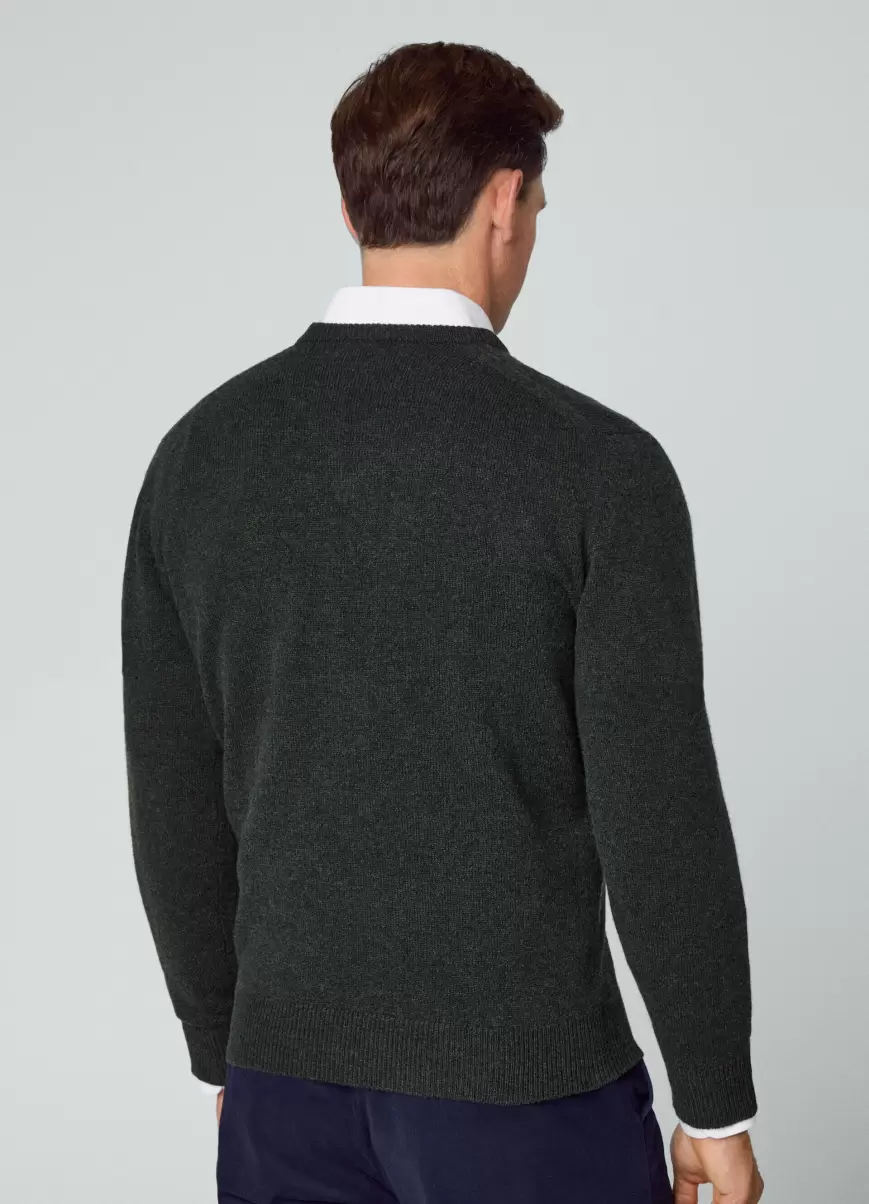 Herren Dark Green Pullover Aus Wolle V-Ausschnitt Hackett London Strickwaren - 2
