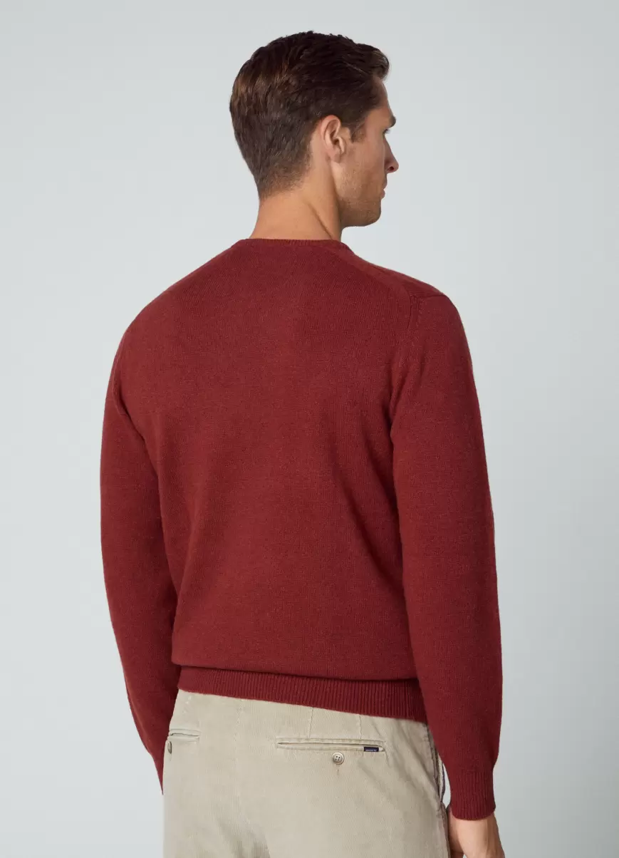 Strickwaren Brick Red Pullover Aus Wolle Rundausschnitt Herren Hackett London - 2