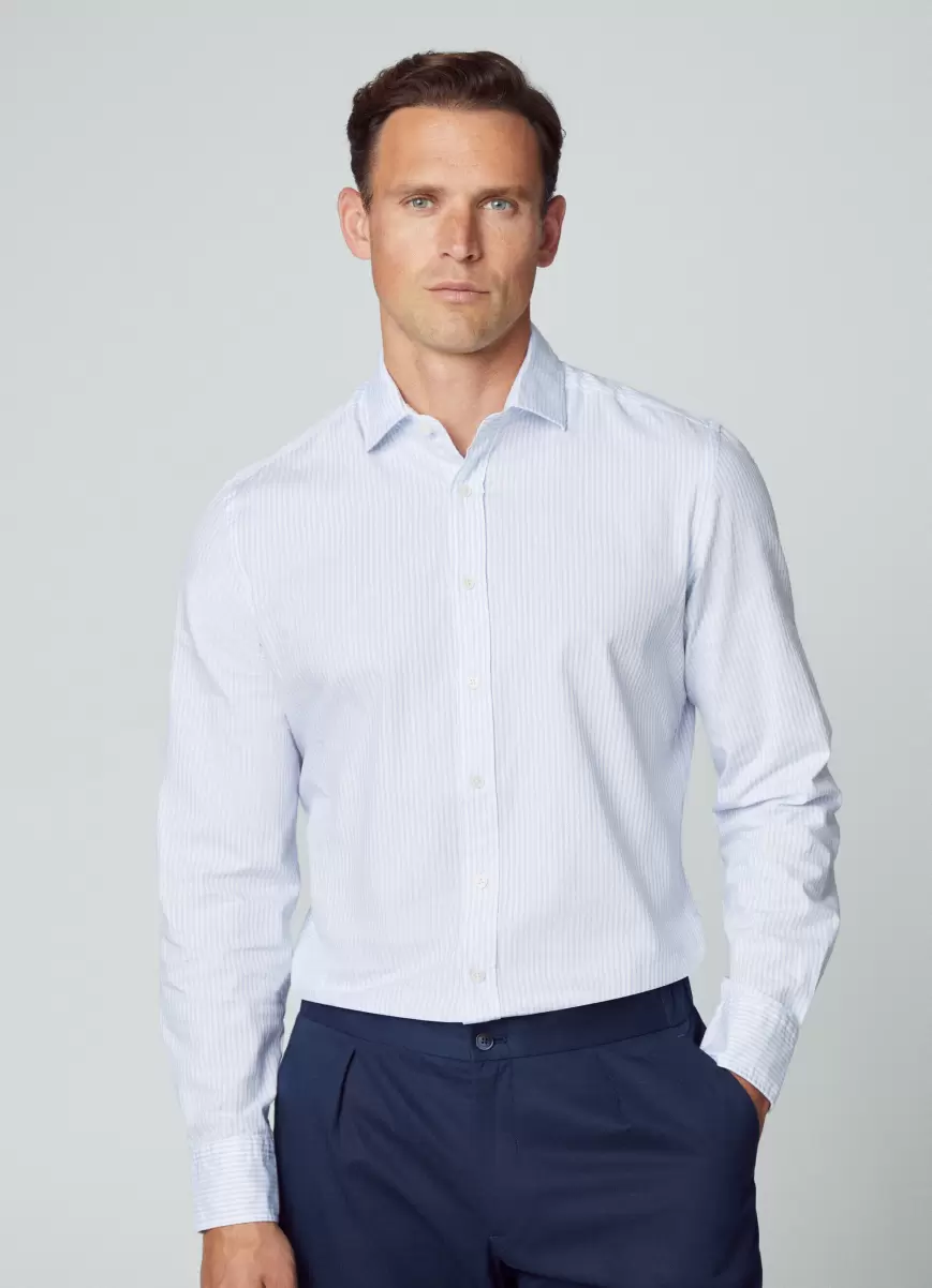 Hackett London Herren Hemden Hemd Gestreift Slim Fit Blue/White