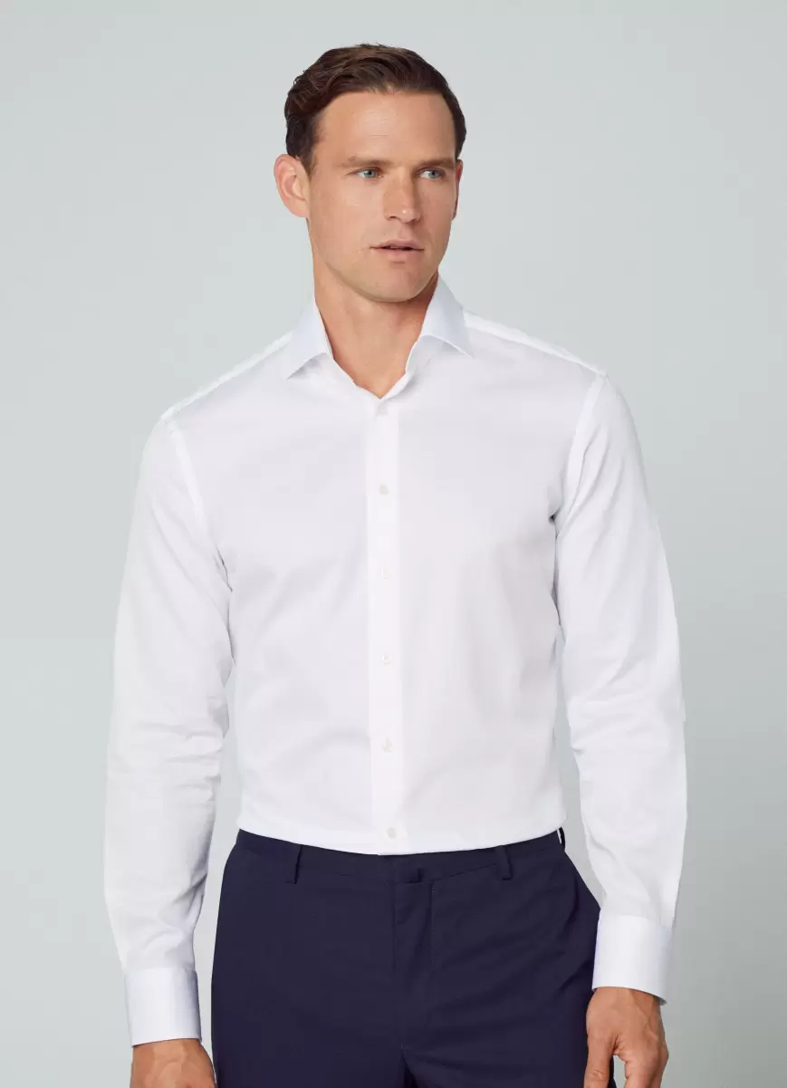 Hemden White Herren Hemd Dobby Baumwolle Slim Fit Hackett London