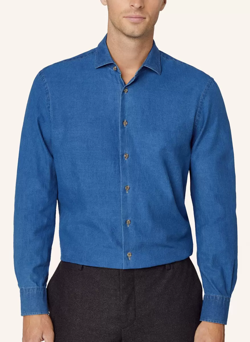 Hemd Denim Classic Fit Hemden Blue Herren Hackett London - 3