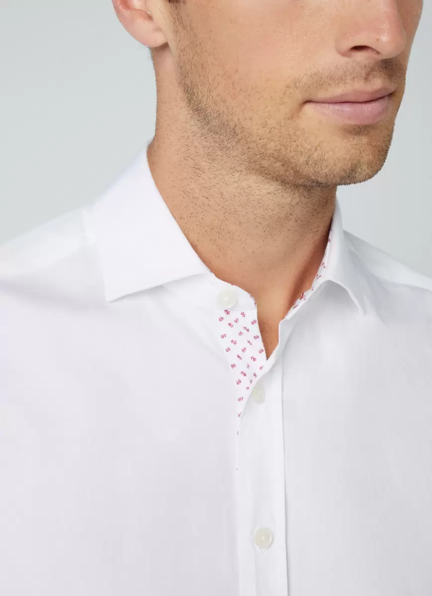 Hemden Hackett London Herren Hemd Tencel Baumwolle Slim Fit White - 1