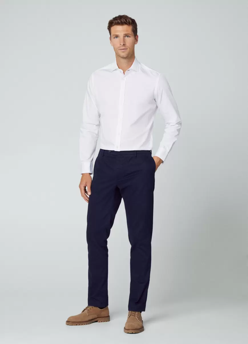 Hemden Hackett London Herren Hemd Tencel Baumwolle Slim Fit White - 4