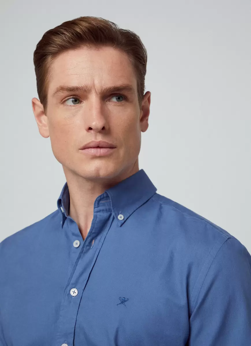 Hackett London Herren Oxford Blue Hemden Hemd Baumwolle Oxford Slim Fit - 1