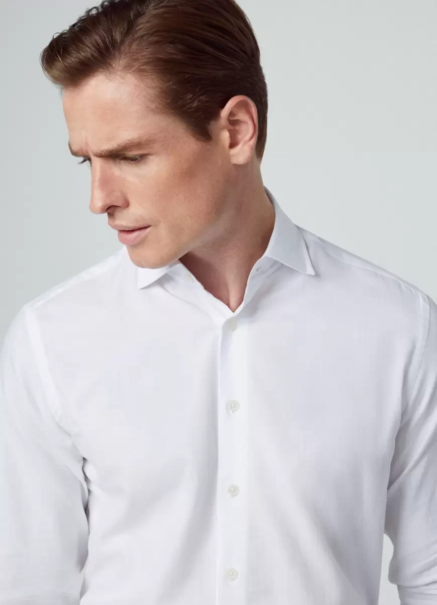 White Hemden Hackett London Herren Hemd Baumwolle Slim Fit - 1