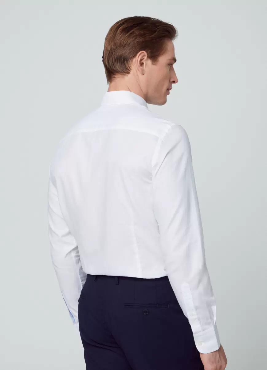 White Hemden Hackett London Herren Hemd Baumwolle Slim Fit - 2