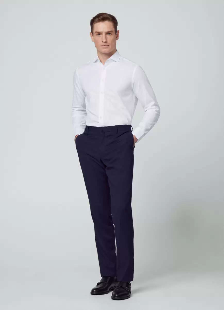 White Hemden Hackett London Herren Hemd Baumwolle Slim Fit - 4
