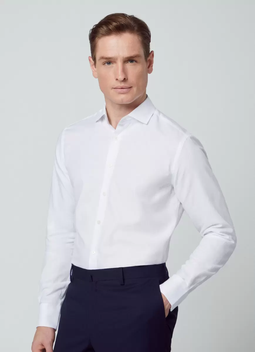White Hemden Hackett London Herren Hemd Baumwolle Slim Fit