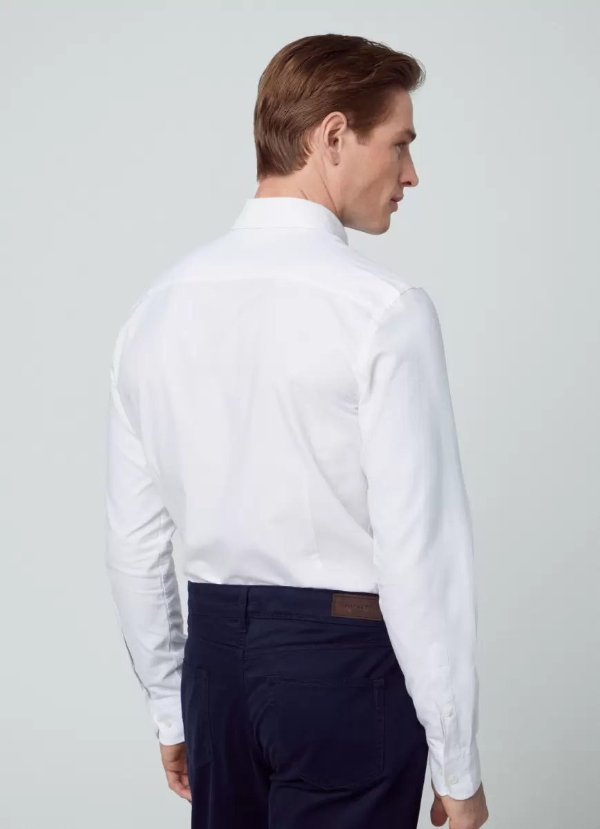 Hemden Hackett London White/Taupe Herren Hemd Oxford Baumwolle Slim Fit - 2