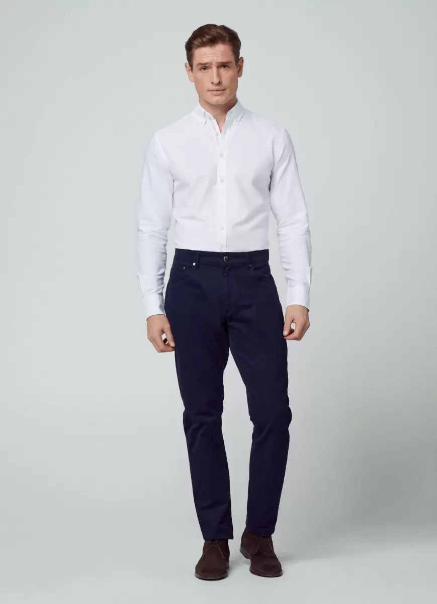 Hemden Hackett London White/Taupe Herren Hemd Oxford Baumwolle Slim Fit - 3