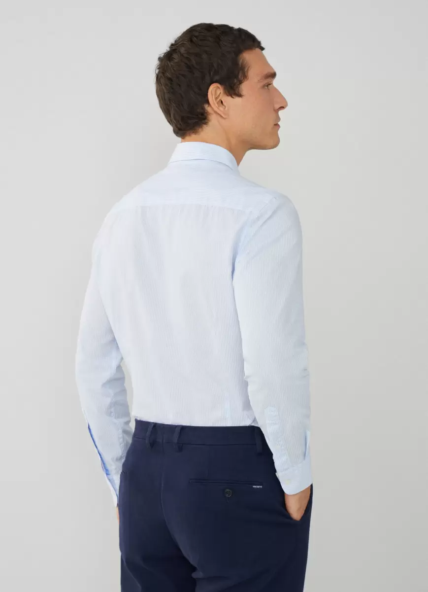 Blue/White Hemd Gestreift Fein Slim Fit Hackett London Herren Hemden - 2