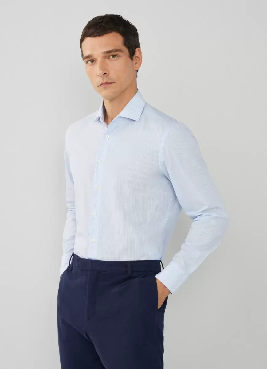 Blue/White Hemd Gestreift Fein Slim Fit Hackett London Herren Hemden