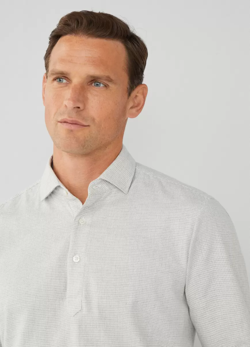 Grey/White Hackett London Herren Hemd Hahnentritt Classic Fit Hemden - 2