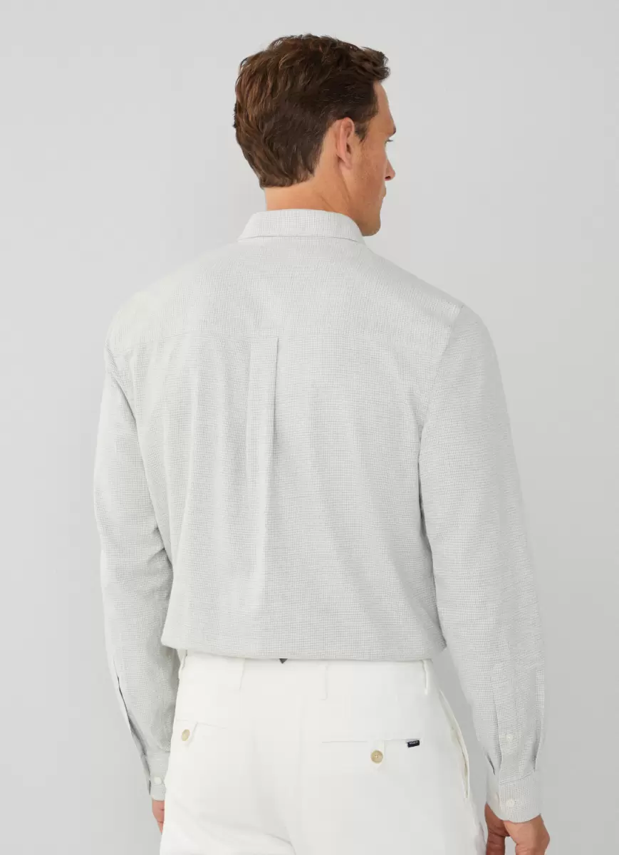 Grey/White Hackett London Herren Hemd Hahnentritt Classic Fit Hemden - 3