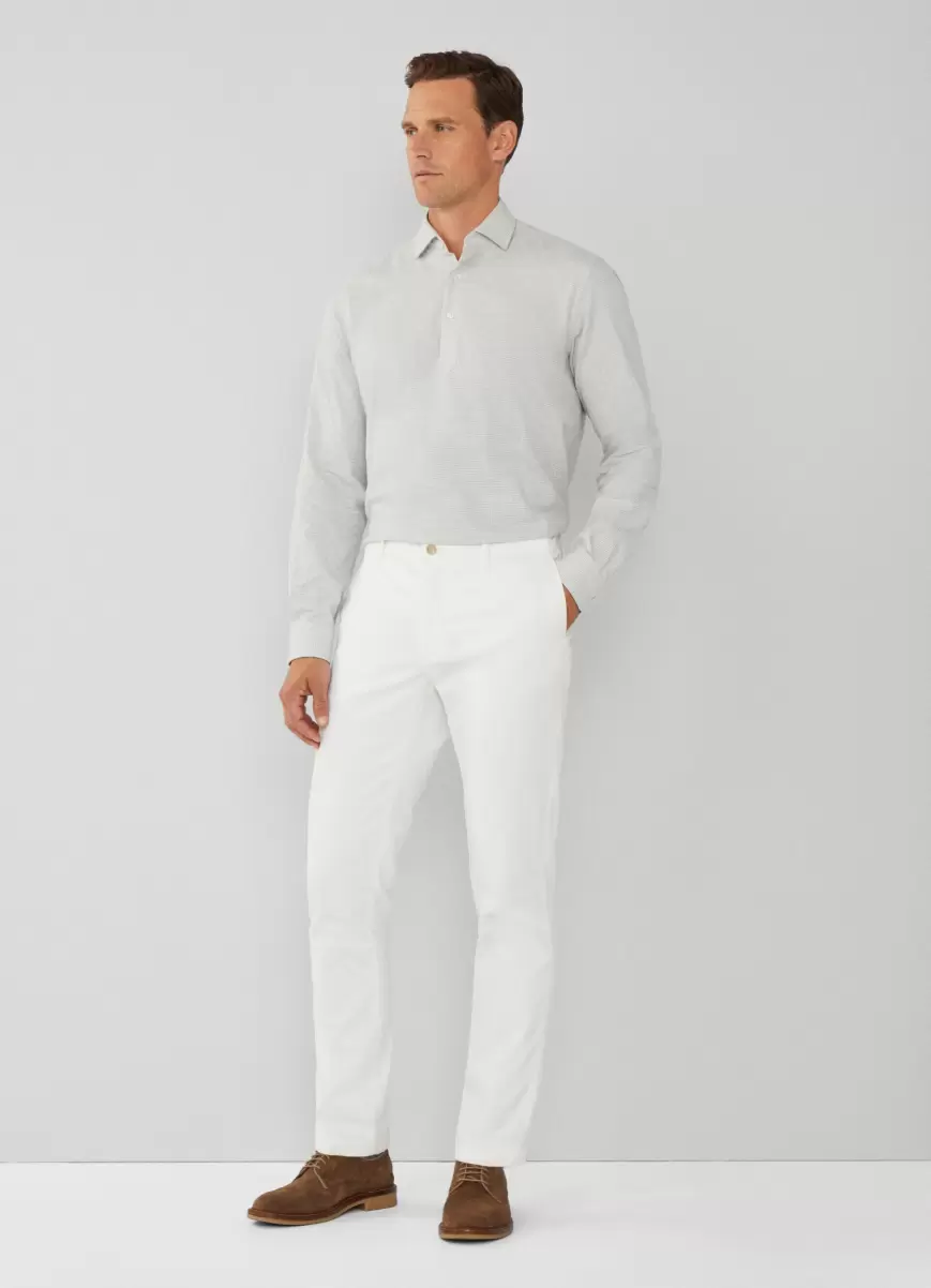 Grey/White Hackett London Herren Hemd Hahnentritt Classic Fit Hemden