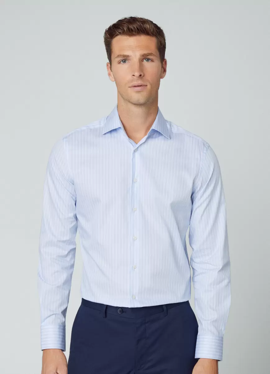 Hackett London Herren Blue/White Hemd Gestreift Slim Fit Hemden