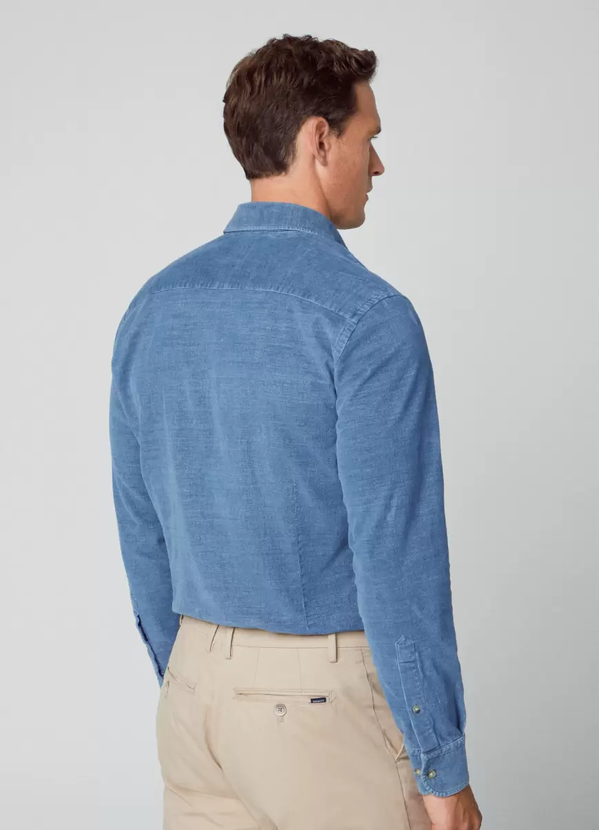 Herren Indigo Blue Hemden Hackett London Hemd Cord Slim Fit - 3