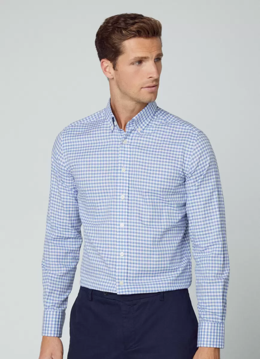 Herren Hackett London Hemden Hemd Kariert Slim Fit Blue/White - 4