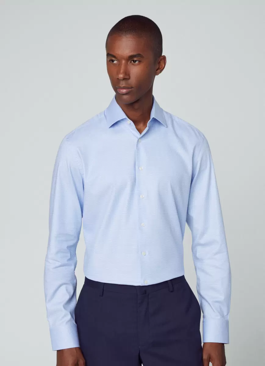 Hemden Herren Hackett London Blue/White Hemd Hahnentrittmuster Slim Fit