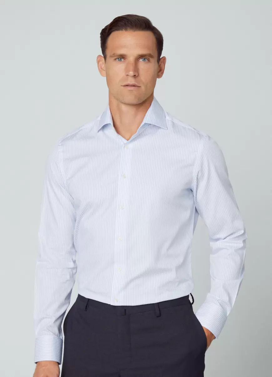 Herren Hemden White/Blue Hackett London Hemd Gestreift Slim Fit - 1