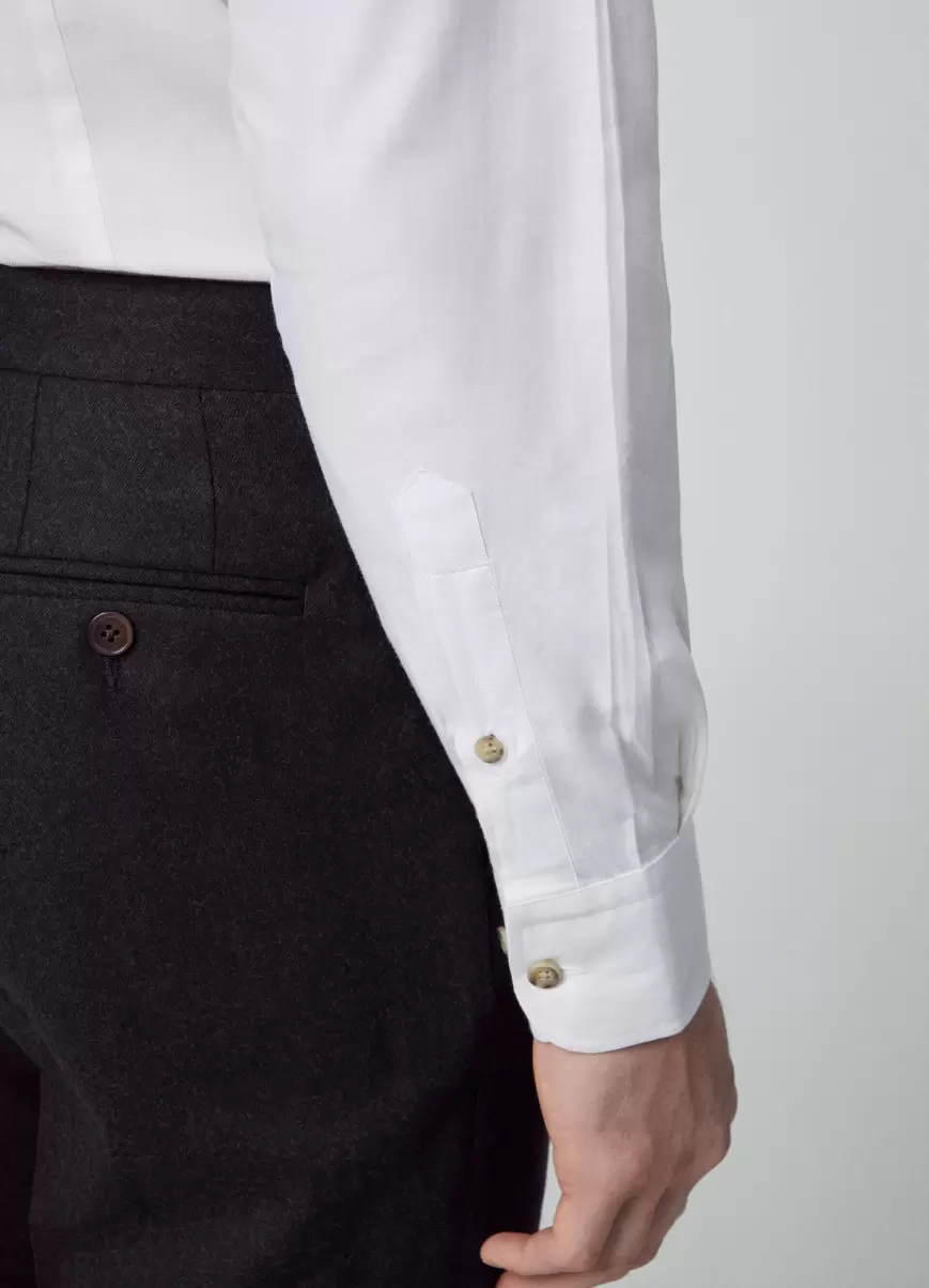White Herren Hemden Hackett London Hemd Baumwoll-Twill Slim Fit - 3